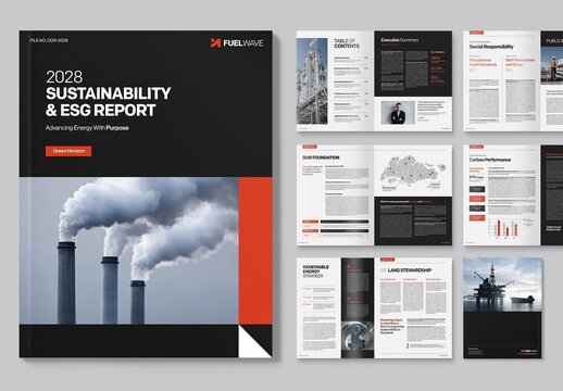 Sustainability and ESG Report Template for Environmental, Social, and Governance Document Layouts