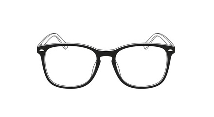 Black Rimmed Glasses Simple Fashion on White Background