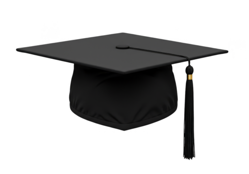 3d Black Graduation Cap for Success Academic Degree Transparent - Powered by Adobe