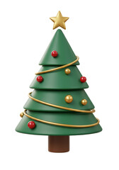 3d Christmas Tree Festive Holiday with Ornament Celebration Render