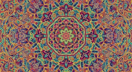 Psychedelic Mandala Art with Intricate Geometric Patterns and Vibrant Colors