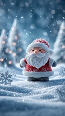 Santa in snowy forest scene