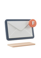 3d Email Message Notification Alert Communication with Transparent BG