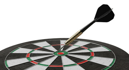 3D Dartboard with a Dart Hitting Bullseye Success Achievement