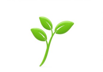 Fototapeta premium Shiny green sprout with three leaves on a white background