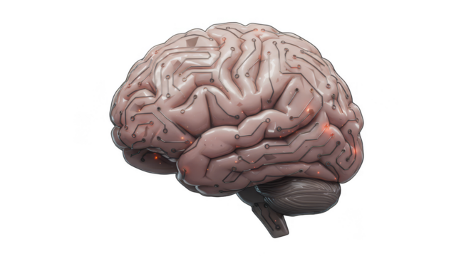 3D Illustration Artificial Intelligence Brain Network Transparent Background
