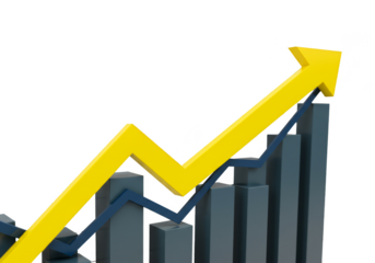 3D Illustration of Growth Arrow Chart Business Finance