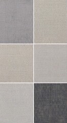 Fototapeta premium Neutral Textured Fabric Swatches with Woven Patterns in Gray and Beige Tones