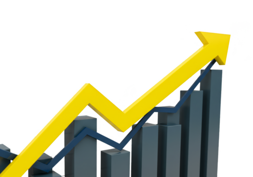 3D Illustration of Growth Arrow Chart Business Finance