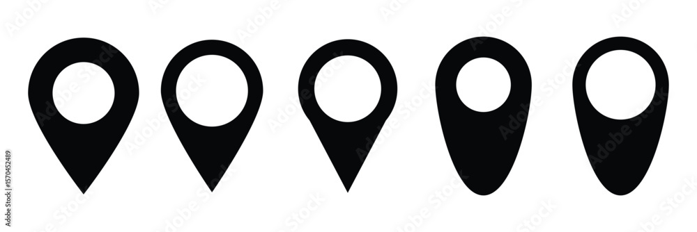 Poster location vector icon set. point illustration sign collection. position symbol. place logo. colorful 