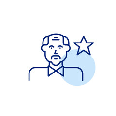 Older man and star. Favorite mentor, respected elder. Pixel perfect, editable stroke vector icon