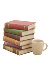 Naklejka premium 3D Pile of Books Mug Isolated for Education Knowledge Reading