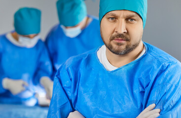 Surgeon doctor man professional portrait, surgical male nurse, anesthesiologist physical therapy...