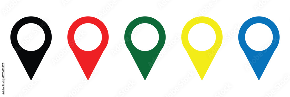 Poster location vector icon set. point illustration sign collection. position symbol. place logo. colorful 