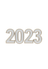 3d Metallic Number 2023 New Year Celebration Isolated Background