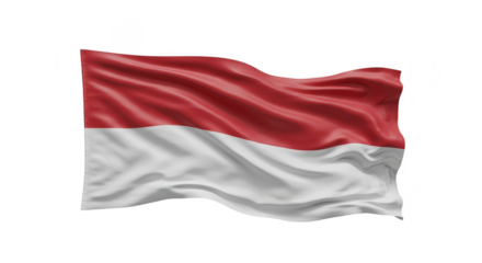 3D Render of Indonesian Flag Waving Proudly in Transparent Background