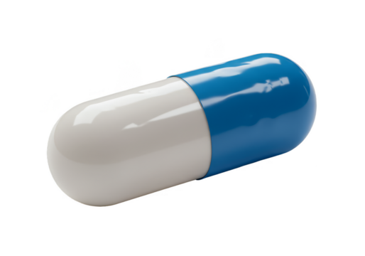 3D Render of Blue White Capsule Medicine Pill Health Treatment