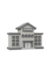 3d Render of a Gray School Building Isolated Minimalist Cartoon Style