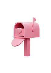 3D Render Pink Mailbox with Love Letter Heart Valentines Transparent