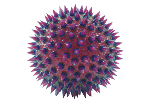 3D Render of Coronavirus Viral Microscopic Pathogen on Transparent Background