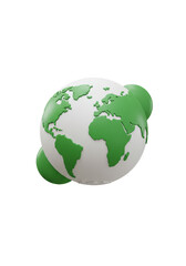 3D Render of Green World Globe on Transparent Background Illustration