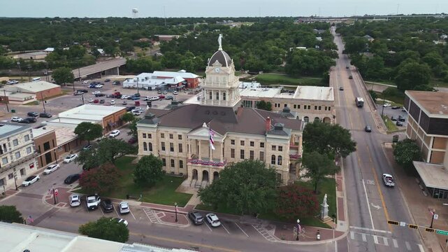 Belton Courthouse and Town Square Aerial