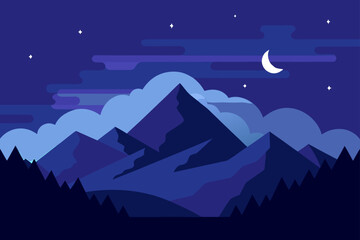 Fototapeta premium night landscape with mountains and clouds