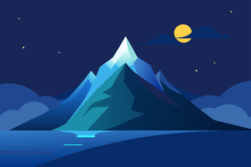 Obraz premium night landscape with moon