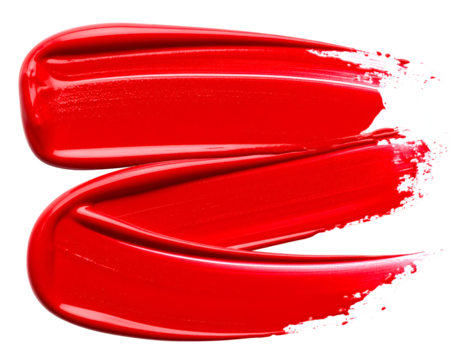 S-shaped red paint stroke on black. Glossy texture, slightly blurred, expressive