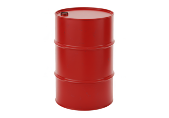 3D Rendering Red Metal Oil Barrel Drum Container Transparent Background