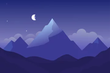 Gordijnen mountain landscape with moon © Adi