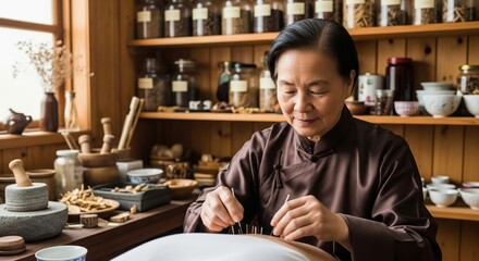 Acupuncturist Performing Treatment in Traditional Chinese Medicine Clinic