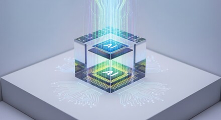 Futuristic AI Chip Concept with Glowing Energy and Circuitry Visualization