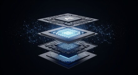 AI Chip Illustration Reveals Future Technologies and Artificial Intelligence.