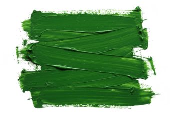 Abstract Green Paint Strokes Texture on Transparent Background
