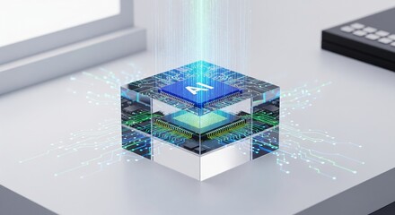 Futuristic AI Chip: Conceptual Illustration of Artificial Intelligence Technology