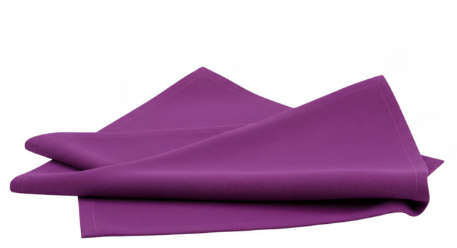 Abstract Purple Folded Fabric Napkin On Transparent Background Design