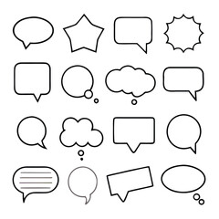 Fototapeta premium Diverse speech bubbles and thought balloons in black outline conversation