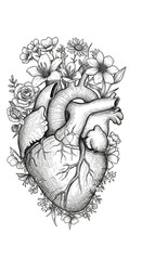Anatomical Heart Organ Detailed Medical Illustration with Transparent Background