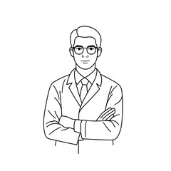 Businessman Avatar Illustration in Flat Style – Confident Professional Portrait with Red Tie