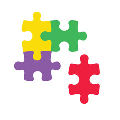 Obraz premium Colorful puzzle pieces connecting and separated vector