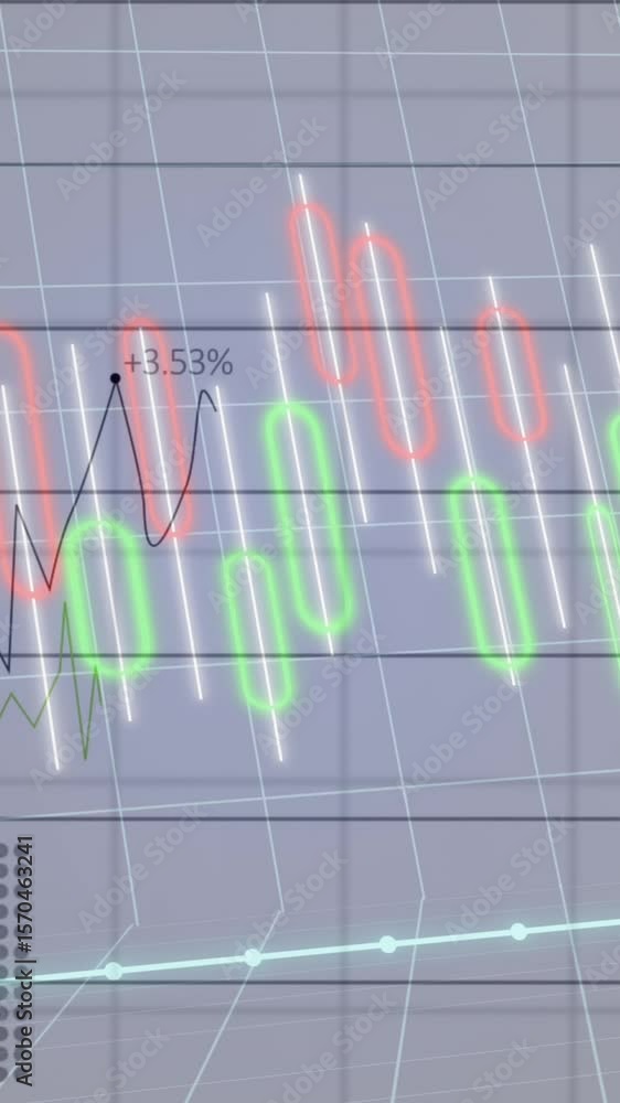 Aufkleber animation of graphs and numbers over grey background