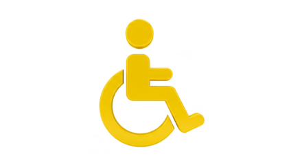 3D Wheelchair Access Yellow Symbol for Disabilities Assistance Mobility