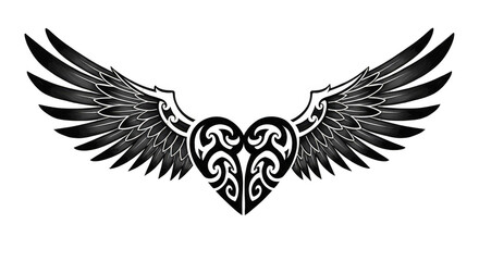 Obraz premium Abstract Angel Wings Illustration Feathers Spread Isolated on Black