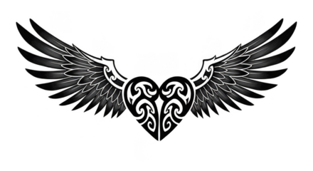 Abstract Angel Wings Illustration Feathers Spread Isolated on Black