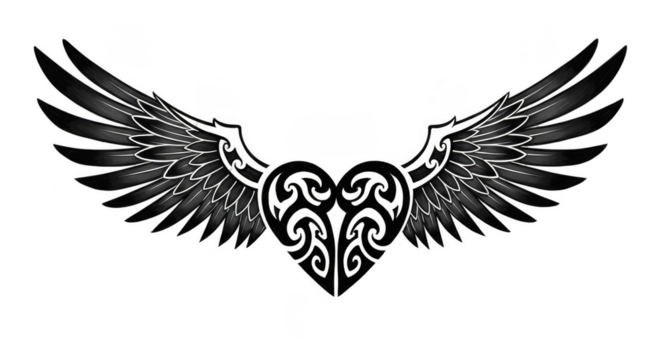 Abstract Angel Wings Illustration Feathers Spread Isolated on Black - Powered by Adobe