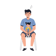 Father and Daughter Bonding Moment Illustration Featuring Affection and Playfulness. Ideal for depicting family relationships, parenting advice, or children's educational materials.