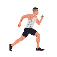 Fototapeta premium Dynamic Illustration of a Male Athlete Running with Focused Determination, Suitable for Fitness Campaigns, Sports Apparel Advertising, and Health and Wellness Promotions.