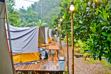 tropical riverside camping view