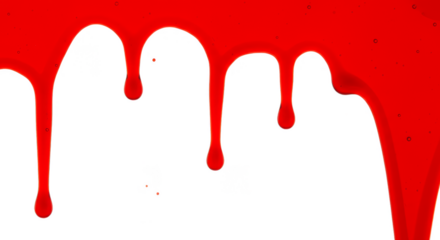 Abstract Dripping Red Paint Blood Liquid Splash on Transparent Background